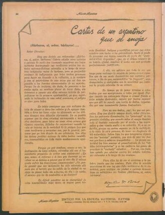 Cartas de un argentino que se enoja : ¡Bárbaros, sí, señor, bárbaros!...