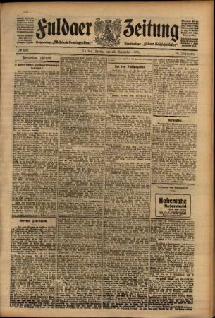 Zweite Ausgabe vom Freitag, den 20. November 1908.