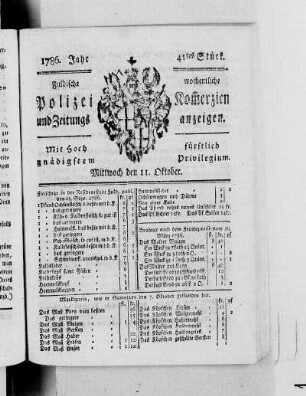 41tes Stück., Ausgabe vom 11. Oktober 1786