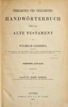 Hebräisches und chaldäisches Handwörterbuch über das Alte Testament