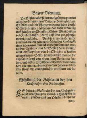 Abstellung der Gastereien bey den Kirchweihen oder Kirchmessen.