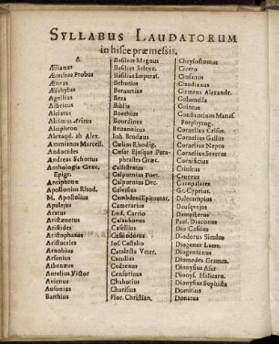 Syllabus Laudatorum