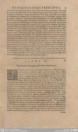 Caput III. De materiae primae origine, an sit creata velincreata?