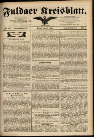 Erste Ausgabe vom Freitag, den 29. Juli 1904.