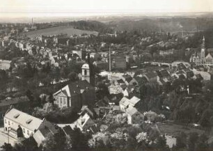 Waldheim, Stadtansicht : Waldheim (Kreis Döbeln). Blick auf die Stadt vom Wachberg