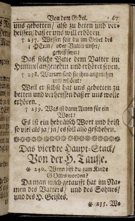 Das vierdte Haupt-Stück / Von der H. Tauffe.
