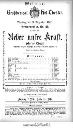 Ueber unsre Kraft (Erster Theil.)