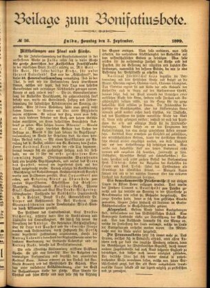 Zweite Ausgabe vom Sonntag, den 03. September 1899.