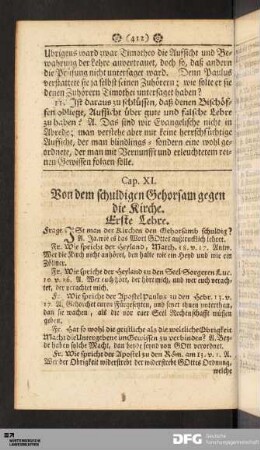 Cap. XI. Von dem schuldigen Gehorsam gegen die Kirche.