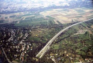 Trassierung vom Nordportal des Engelbergtunnels in Richtung Heilbronn