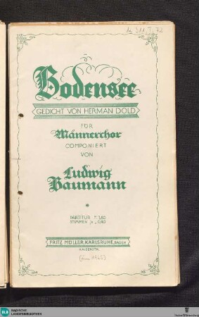 Bodensee : für Männerchor