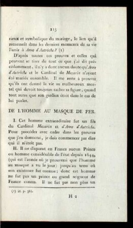 De L' Homme Au Masque De Fer.