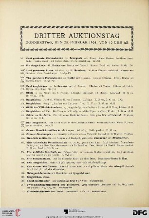 Dritter Auktionstag: Donnerstag, den 25. Februar 1904, von 10 Uhr ab (Nr. 361-546)