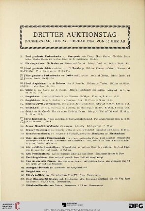 Dritter Auktionstag: Donnerstag, den 25. Februar 1904, von 10 Uhr ab (Nr. 361-546)