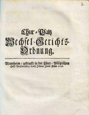 Chur-Pfaltz Wechsel-Gerichts-Ordnung