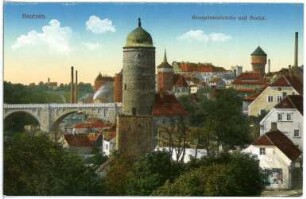 Bautzen. Kronprinzenbrücke, Neutor und Altstadt