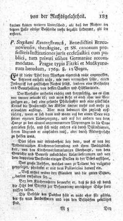 Institutiones juris ecclesiastici cum publici, tum privati usibus Germaniae accomodatae.