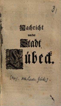 Nachricht von der Stadt Lübeck
