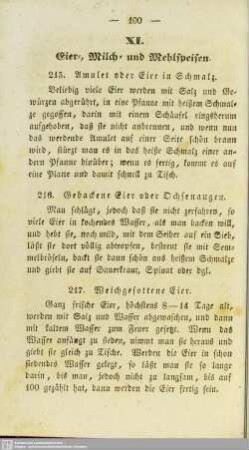 XI. Eier-, Milch- und Mehlspeisen