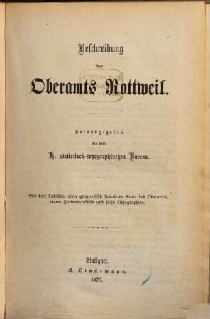 Beschreibung des Oberamts Rottweil