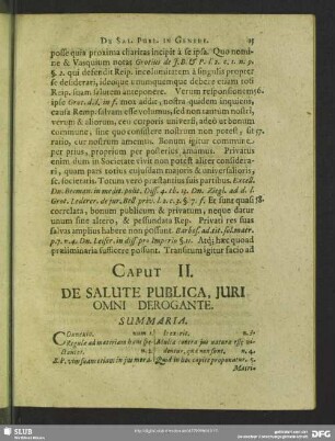 Caput II. De Salute Publica, Iuri Omni Derogante
