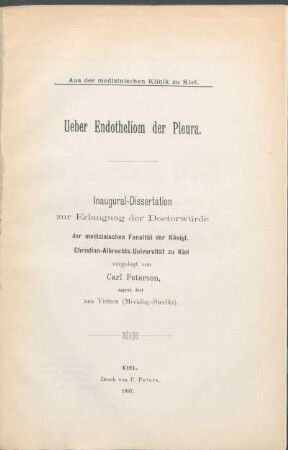 Ueber Endotheliom der Pleura
