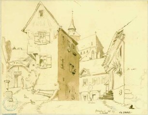 Gernsbach Blick in Waldbachstraße mit Liebfrauenkirche im Hintergrund