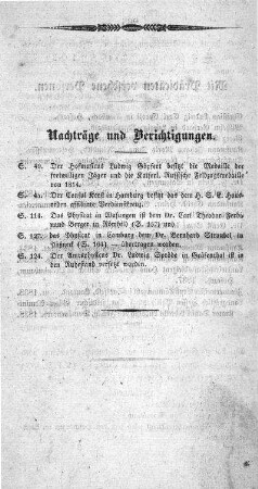 Nachträge und Berichtigungen