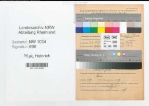 Entnazifizierung Heinrich Pflak , geb. 13.08.1907 (Hauptwachtmeister)