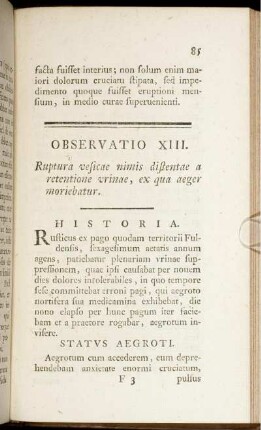 Observatio XIII. - Observatio XVIII.