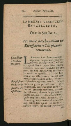 Lamberti Verreycken Bruxellensis, Oratio Suasoria.