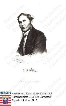 Jordan, Sylvester Prof. Dr. phil. et jur. (1792-1861) / Porträt, Brustbild, mit faks. Unterschrift