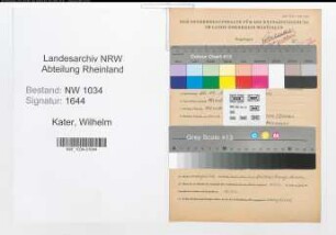 Entnazifizierung Wilhelm Kater , geb. 20.11.1896 (Stabsintendant)