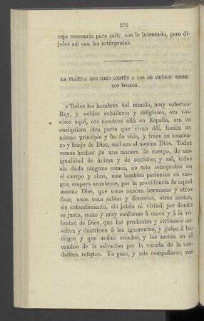 La Plática Que Hizo Cortés A Los De Mexico Sobre Los Ídolos