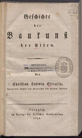 Geschichte der Baukunst der Alten.