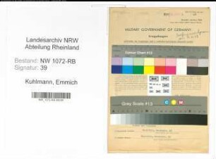 Entnazifizierung Emmich Von Kuhlmann , geb. 18.08.1914 (Assessor)