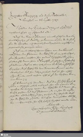 Bl. 36. Zweyter Auszug aus dem Protokolle. Warschau, am 26. Septbr. 1757.