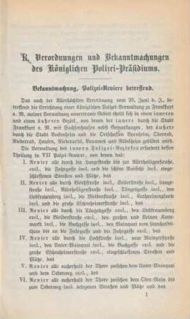 Verordnungen und Bekanntmachungen des königlichen Polizei-Präsidiums.