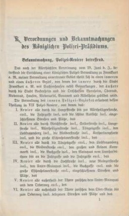 Verordnungen und Bekanntmachungen des königlichen Polizei-Präsidiums.