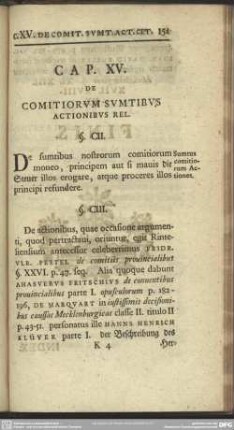 Cap. XV. De Comitiorum Sumtibus Actionibus Rel.