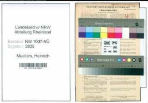 Entnazifizierung Heinrich Muellers , geb. 24.07.1891 (Maler)