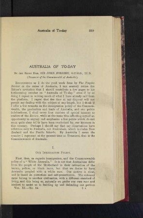 Australia of To-Day.