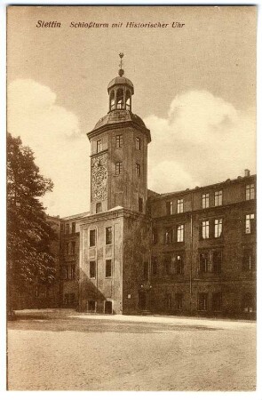 Stettin. Schloßturm mit historischer Uhr