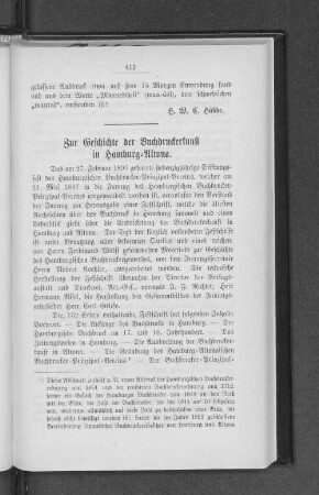 Zur Geschichte der Buchdruckerkunst in Hamburg=Altona.