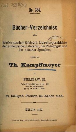 Bücher-Verzeichniss. 334. 1892