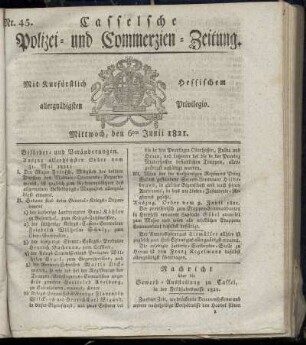 Nr. 45, Mittwoch den 6ten Junii. 1821