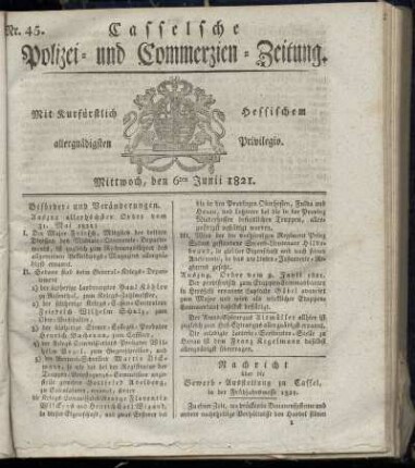 Nr. 45, Mittwoch den 6ten Junii. 1821