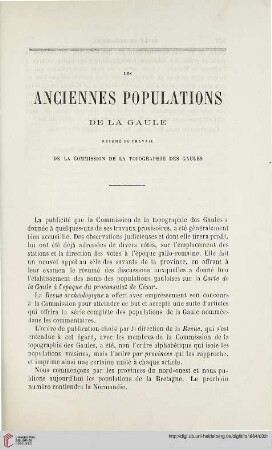 N.S. 9.1864: Les anciennes populations de la Gaule, [1] : résumé du travail de la Commission de la topographie des Gaules