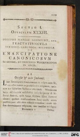 Sectio I. Opvscvlvm XXXIII