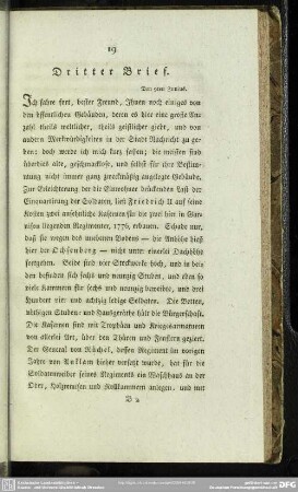 Dritter Brief. Den 9ten Junius
